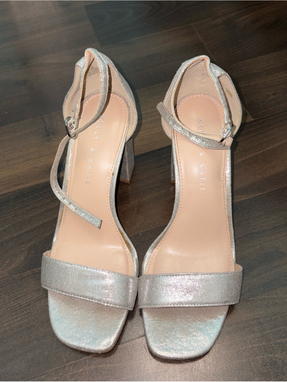 Kelly & Katie Silver Glitter Block Heel Sandals